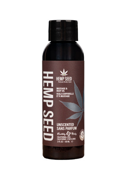 Hemp Seed Massage & Body Oil - Unscented - 59 ml Bottle