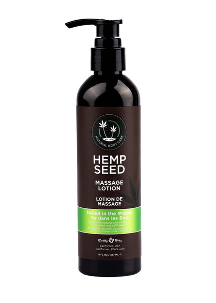 Hemp Seed Massage Lotion - Naked In The Woods (White Tea & Ginger) Scented - 237 ml Bottle
