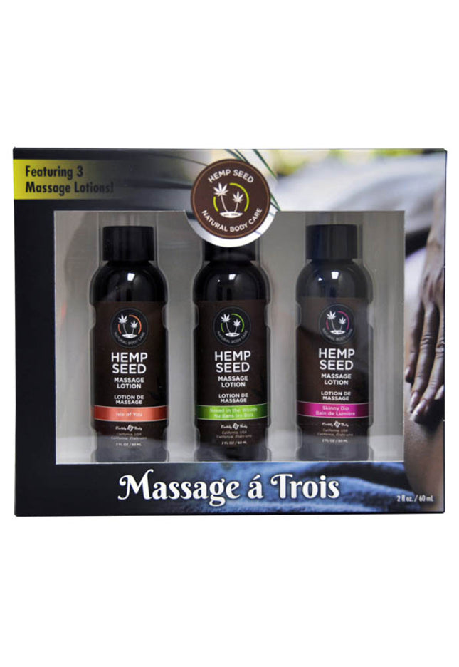 Hemp Seed Massage A Trois - Scented Massage Lotion Kit - 3 Bottle Set