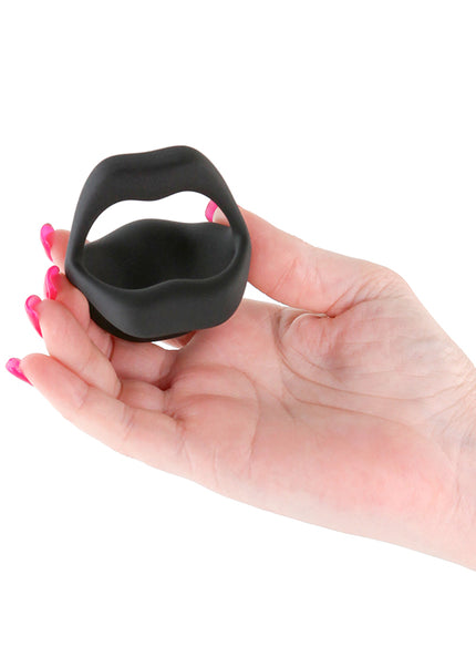 Techno - Strobe - Black - Black USB Rechargeable Vibrating Cock Ring with App Control