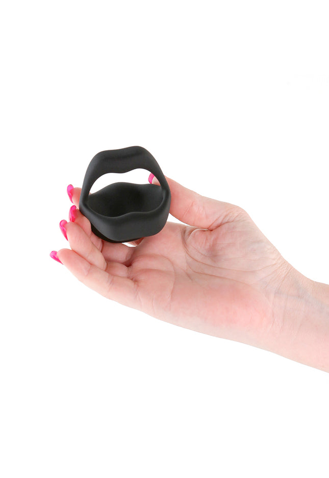 Techno - Strobe - Black - Black USB Rechargeable Vibrating Cock Ring with App Control