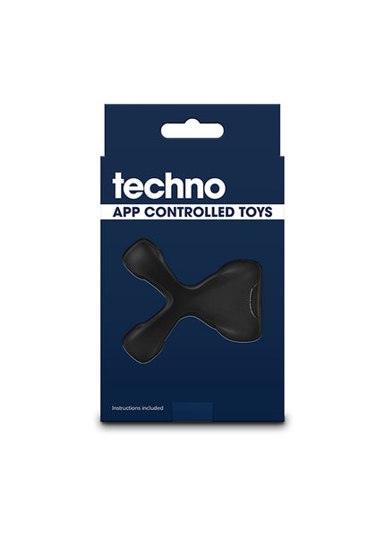 Techno - Strobe - Black - Black USB Rechargeable Vibrating Cock Ring with App Control