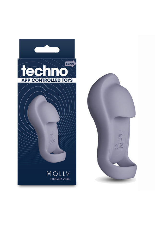 Techno - Molly - Grey USB Rechargeable Finger Stimulator with App Control