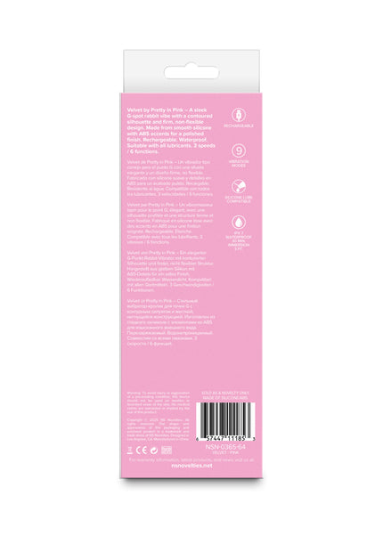 Pretty in Pink Velvet - Pink - Pink 18.7 cm USB Rechargeable Rabbit Vibrator