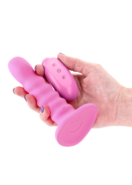 Colours Ribbed - 5'' Vibrating Dildo - Pink - Pink 14.5 cm USB Rechargeable Vibrating Dildo with Wireless Remote