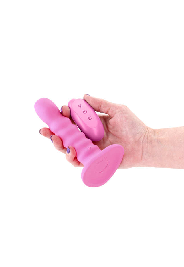 Colours Ribbed - 5'' Vibrating Dildo - Pink - Pink 14.5 cm USB Rechargeable Vibrating Dildo with Wireless Remote
