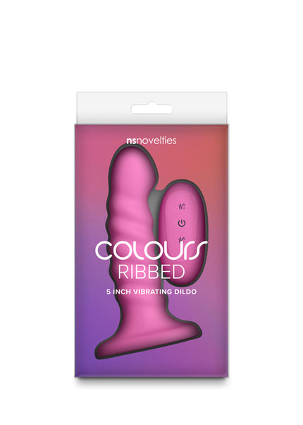 Colours Ribbed - 5'' Vibrating Dildo - Pink - Pink 14.5 cm USB Rechargeable Vibrating Dildo with Wireless Remote