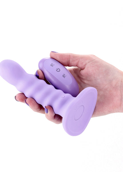 Colours Ribbed - 5'' Vibrating Dildo - Purple - Purple 14.5 cm USB Rechargeable Vibrating Dildo with Wireless Remote