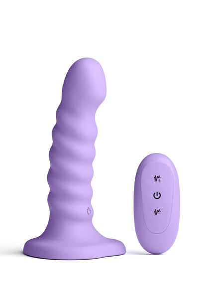 Colours Ribbed - 5'' Vibrating Dildo - Purple - Purple 14.5 cm USB Rechargeable Vibrating Dildo with Wireless Remote