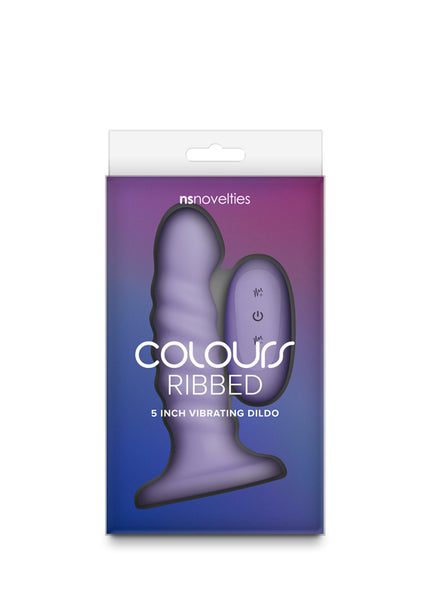 Colours Ribbed - 5'' Vibrating Dildo - Purple - Purple 14.5 cm USB Rechargeable Vibrating Dildo with Wireless Remote