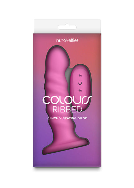 Colours Ribbed - 6'' Vibrating Dildo - Pink - Pink 16.5 cm USB Rechargeable Vibrating Dildo with Wireless Remote