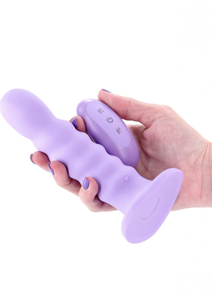 Colours Ribbed - 6'' Vibrating Dildo - Purple - Purple 16.5 cm USB Rechargeable Vibrating Dildo with Wireless Remote