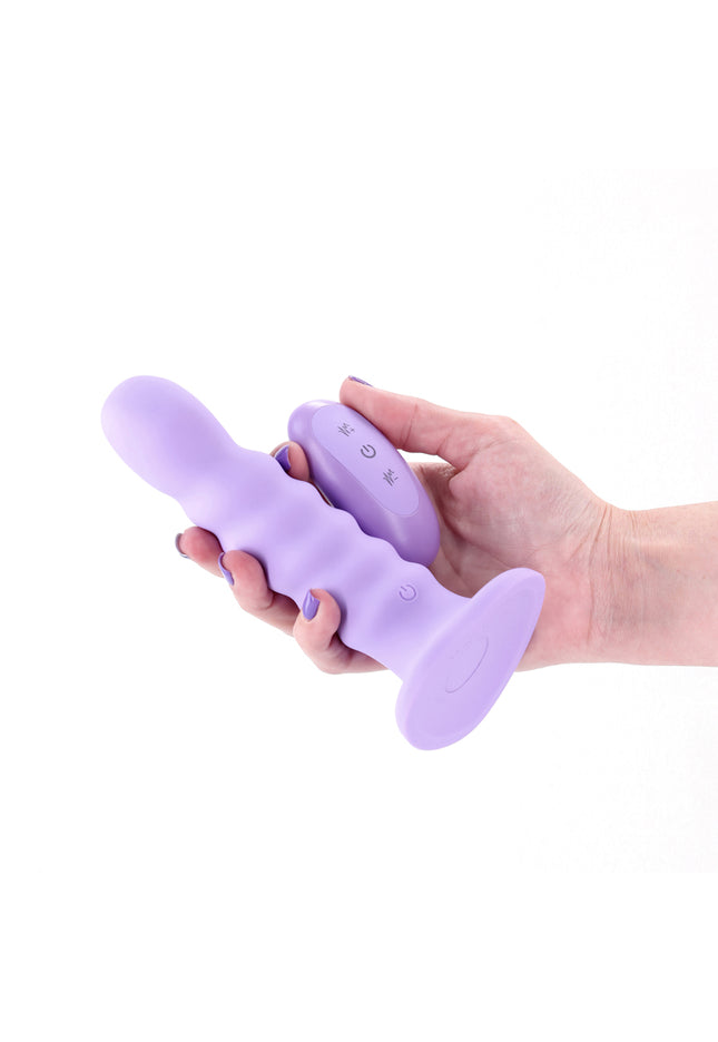 Colours Ribbed - 6'' Vibrating Dildo - Purple - Purple 16.5 cm USB Rechargeable Vibrating Dildo with Wireless Remote