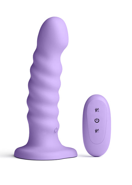 Colours Ribbed - 6'' Vibrating Dildo - Purple - Purple 16.5 cm USB Rechargeable Vibrating Dildo with Wireless Remote