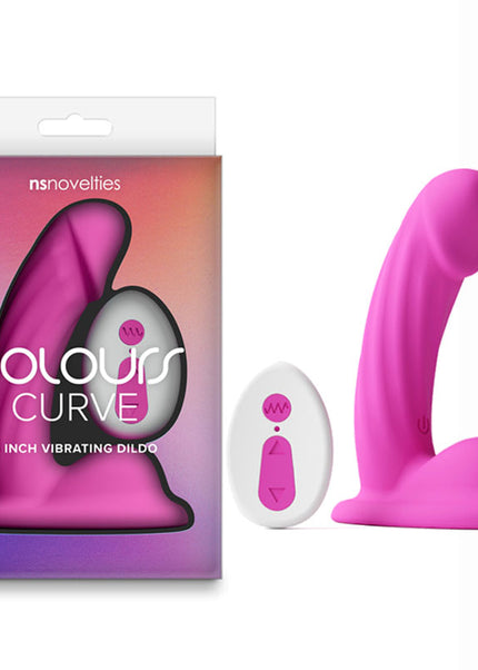 Colours Curve - Vibrating 5'' Dildo - Pink - Pink 12.6 cm USB Rechargeable Vibrating Dildo with Wireless Remote
