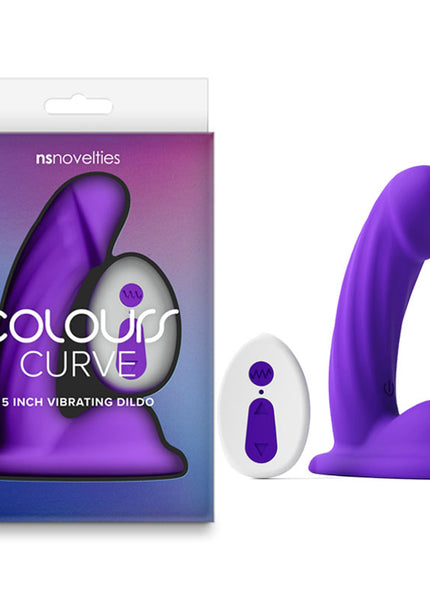 Colours Curve - Vibrating 5'' Dildo - Purple - Purple 12.6 cm USB Rechargeable Vibrating Dildo with Wireless Remote