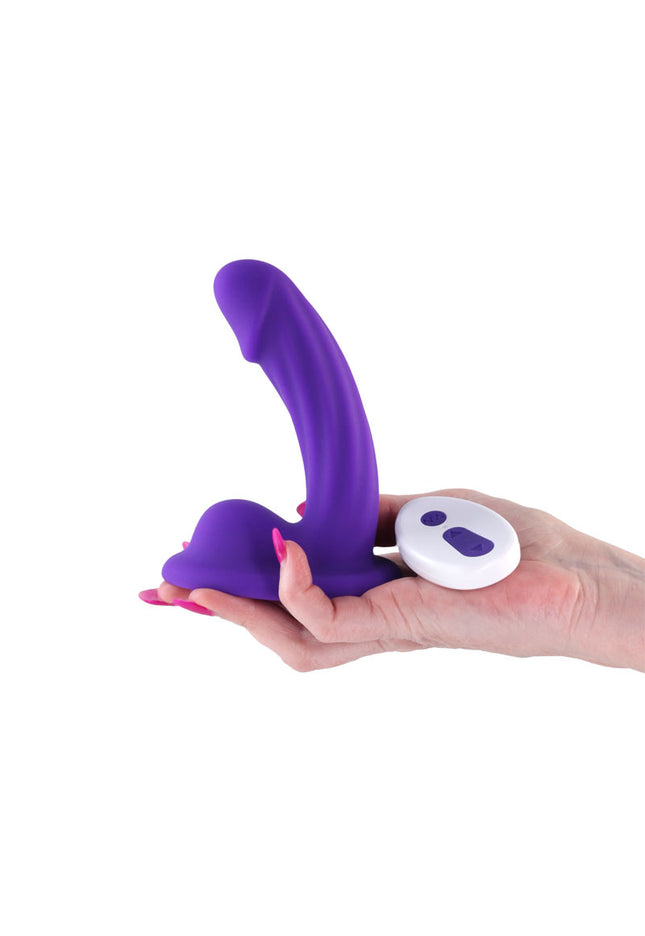 Colours Curve - Vibrating 5'' Dildo - Purple - Purple 12.6 cm USB Rechargeable Vibrating Dildo with Wireless Remote