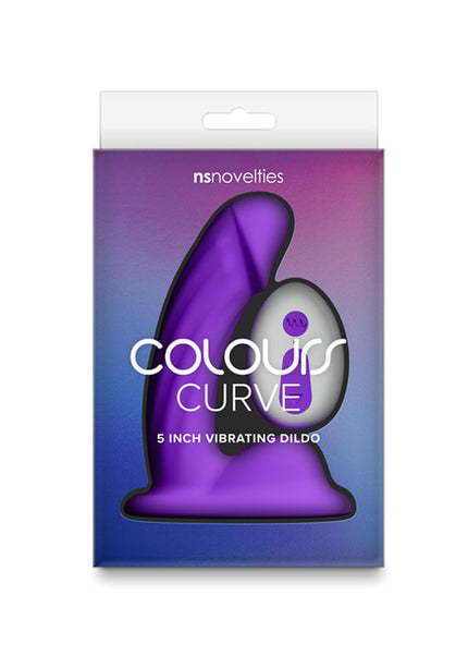 Colours Curve - Vibrating 5'' Dildo - Purple - Purple 12.6 cm USB Rechargeable Vibrating Dildo with Wireless Remote