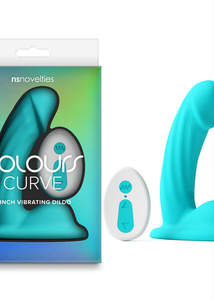Colours Curve - Vibrating 5'' Dildo - Teal - Teal 12.6 cm USB Rechargeable Vibrating Dildo with Wireless Remote