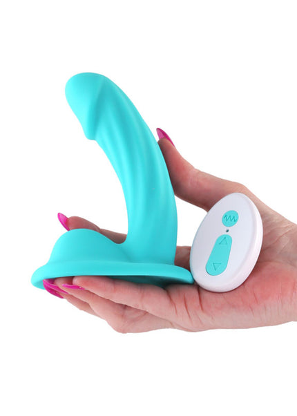 Colours Curve - Vibrating 5'' Dildo - Teal - Teal 12.6 cm USB Rechargeable Vibrating Dildo with Wireless Remote