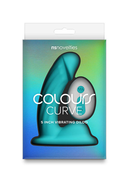 Colours Curve - Vibrating 5'' Dildo - Teal - Teal 12.6 cm USB Rechargeable Vibrating Dildo with Wireless Remote