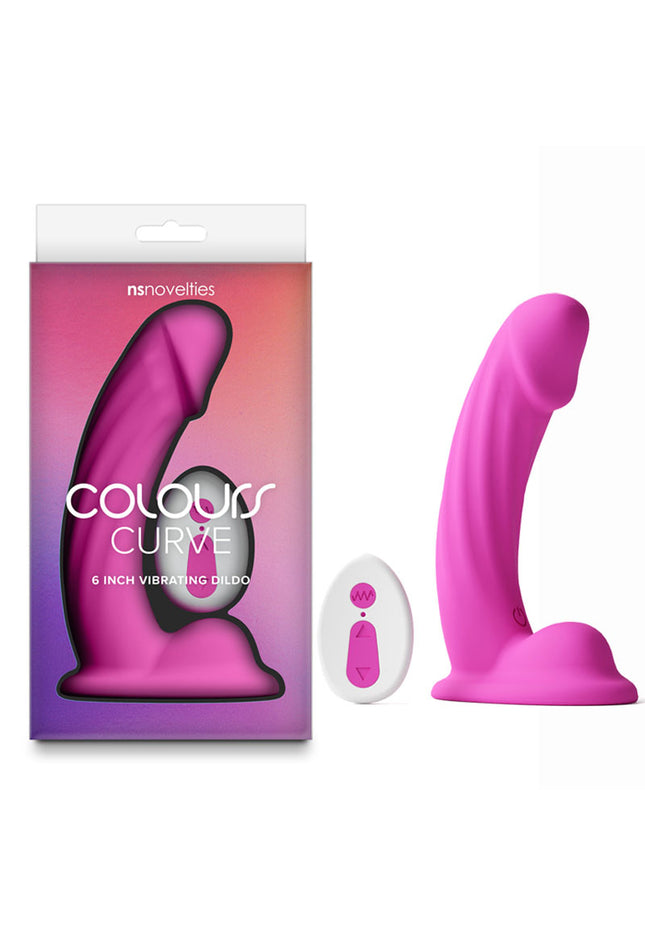 Colours Curve - Vibrating 6'' Dildo - Pink - Pink 16.4 cm USB Rechargeable Vibrating Dildo with Wireless Remote