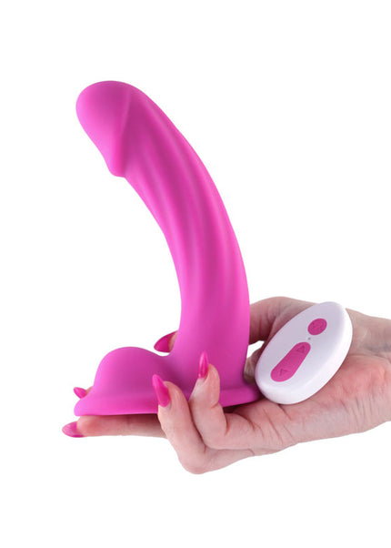 Colours Curve - Vibrating 6'' Dildo - Pink - Pink 16.4 cm USB Rechargeable Vibrating Dildo with Wireless Remote