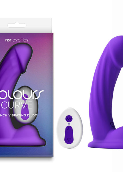Colours Curve - Vibrating 6'' Dildo - Purple - Purple 16.4 cm USB Rechargeable Vibrating Dildo with Wireless Remote