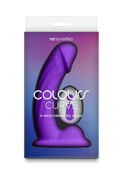 Colours Curve - Vibrating 6'' Dildo - Purple - Purple 16.4 cm USB Rechargeable Vibrating Dildo with Wireless Remote