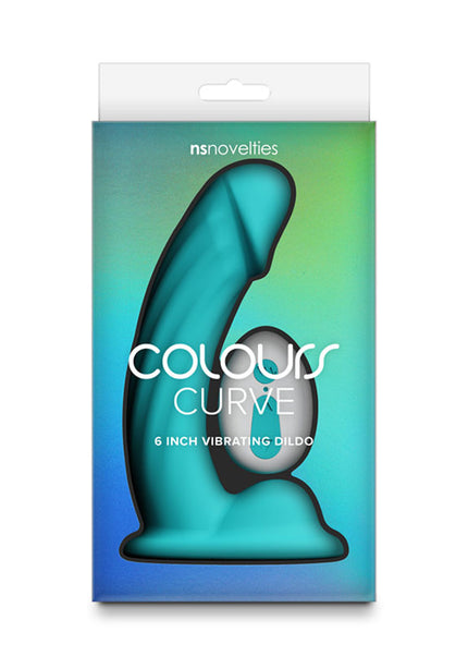 Colours Curve - Vibrating 6'' Dildo - Teal - Teal 16.4 cm USB Rechargeable Vibrating Dildo with Wireless Remote