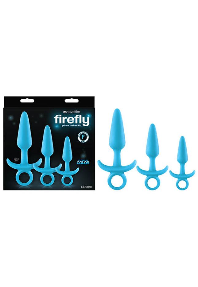 Firefly - Prince Trainer Kit - Glow in the Dark Blue Butt Plugs - Set of 3 Sizes