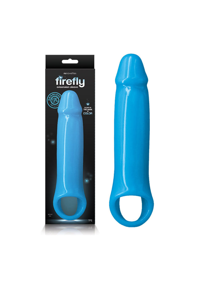 Firefly - Fantasy Extenstion - Glow in Dark Blue Large Penis Pextension Sleeve