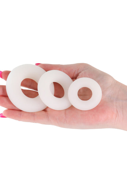 Firefly - 3pc Bubble Rings - White - Glow in Dark Cock Rings - Set of 3 Sizes