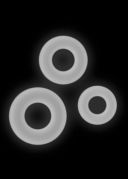 Firefly - 3pc Bubble Rings - White - Glow in Dark Cock Rings - Set of 3 Sizes