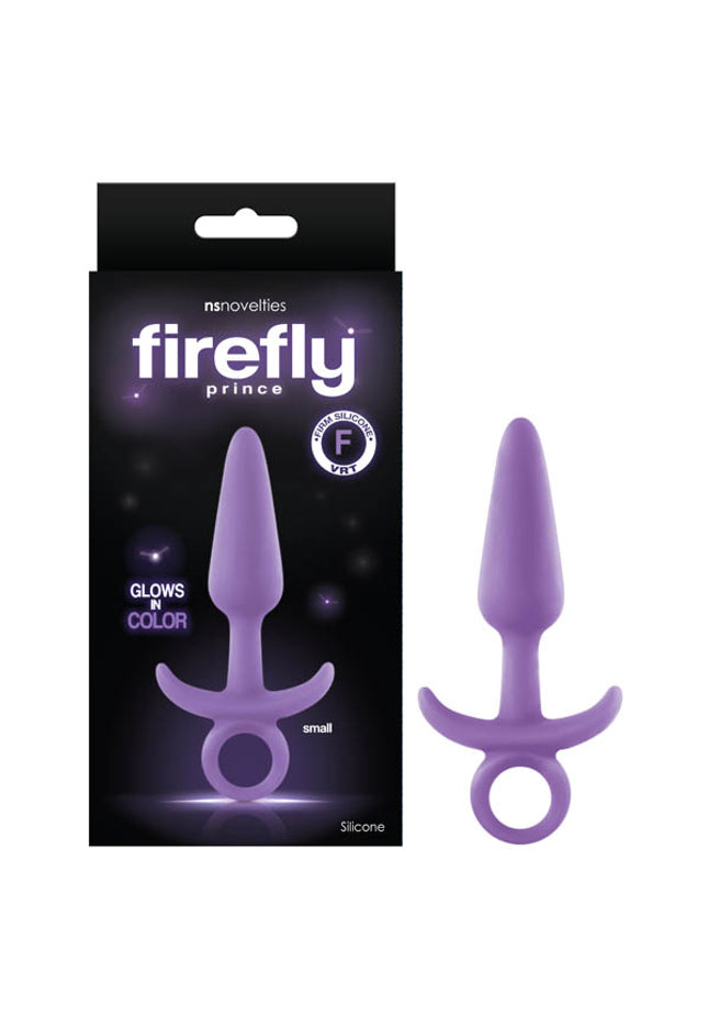 Firefly Prince - Glow-in-Dark Purple 10.9 cm Small Butt Plug with Ring Bull