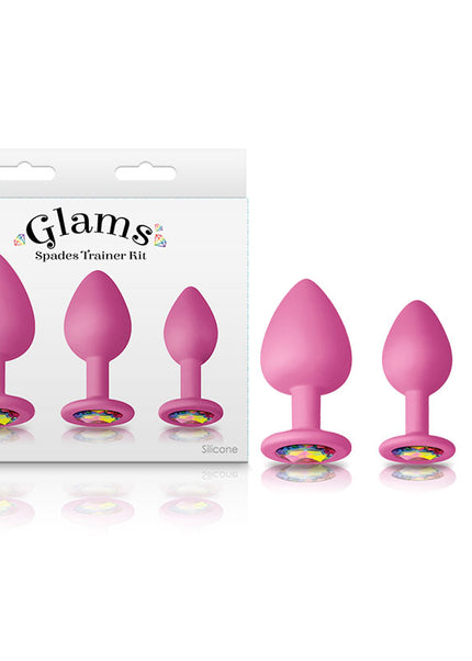 Glams Spades Trainer Kit - Pink Butt Plugs with Gems - Set of 3 Sizes