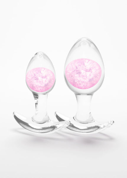 Glams Cosmic 2pc Kit - Pink - Clear/Pink Butt Plugs - Set of 2 Sizes
