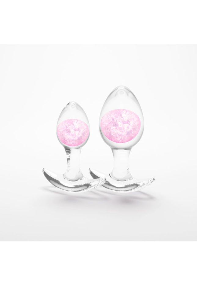 Glams Cosmic 2pc Kit - Pink - Clear/Pink Butt Plugs - Set of 2 Sizes