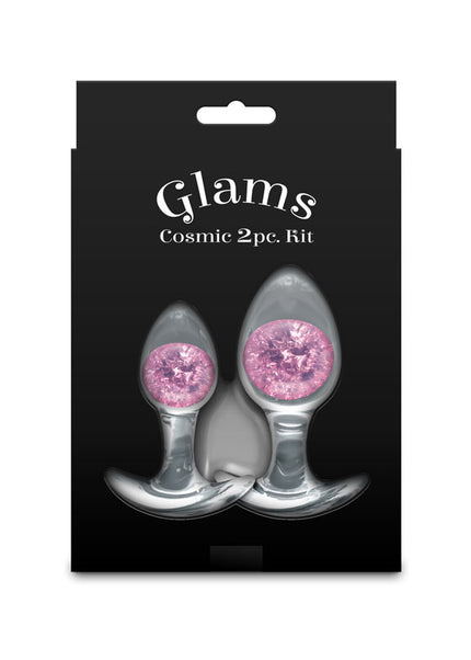 Glams Cosmic 2pc Kit - Pink - Clear/Pink Butt Plugs - Set of 2 Sizes