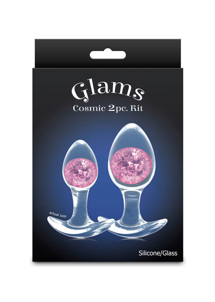 Glams Cosmic 2pc Kit - Pink - Clear/Pink Butt Plugs - Set of 2 Sizes