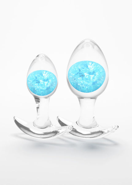 Glams Cosmic 2pc Kit - Blue - Clear/Blue Butt Plugs - Set of 2 Sizes
