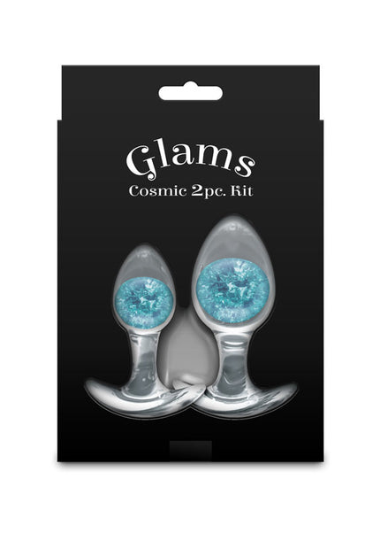Glams Cosmic 2pc Kit - Blue - Clear/Blue Butt Plugs - Set of 2 Sizes