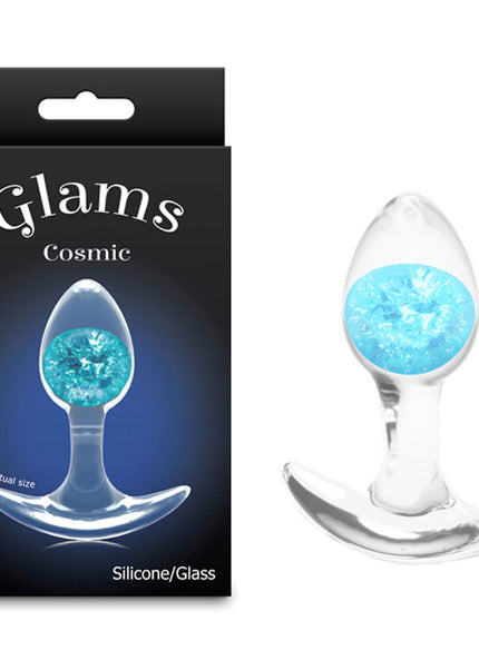 Glams Cosmic - Small - Blue - Clear/Blue 8.1 cm Small Butt Plug