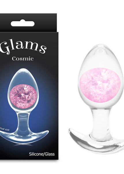 Glams Cosmic - Medium - Pink - Clear/Pink 9.5 cm Small Butt Plug
