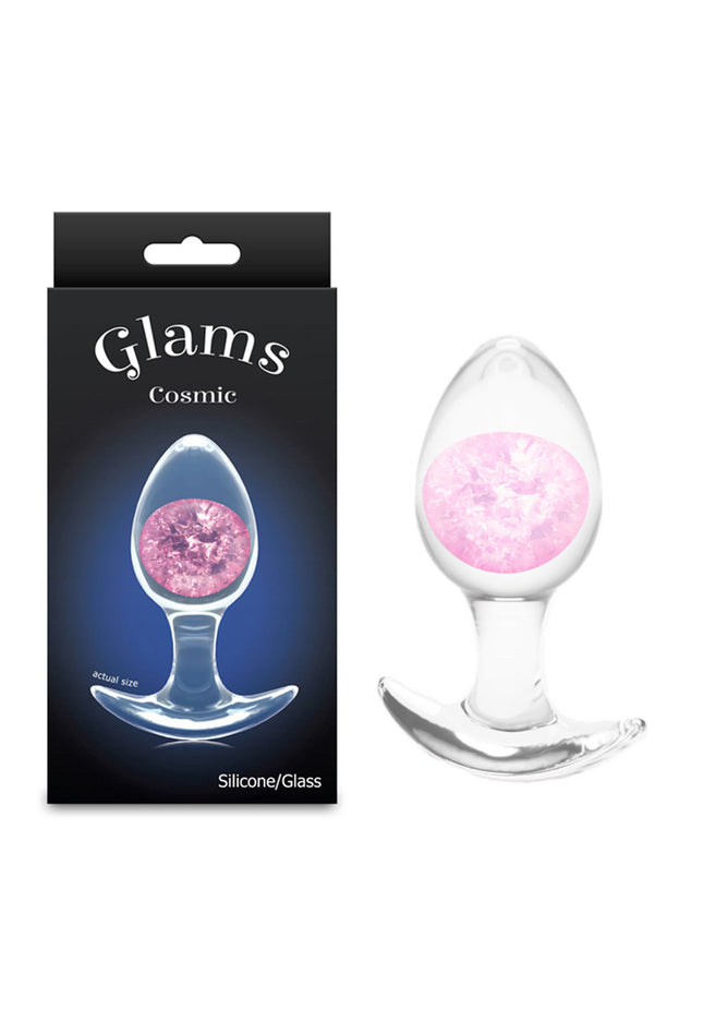 Glams Cosmic - Medium - Pink - Clear/Pink 9.5 cm Small Butt Plug
