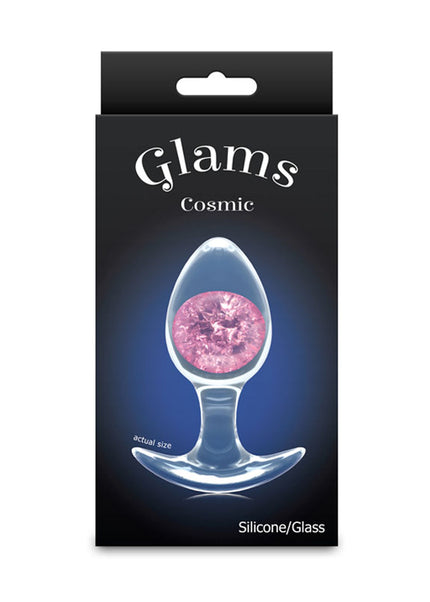 Glams Cosmic - Medium - Pink - Clear/Pink 9.5 cm Small Butt Plug