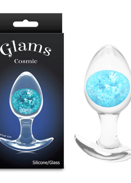 Glams Cosmic - Medium - Blue - Clear/Blue 9.5 cm Small Butt Plug