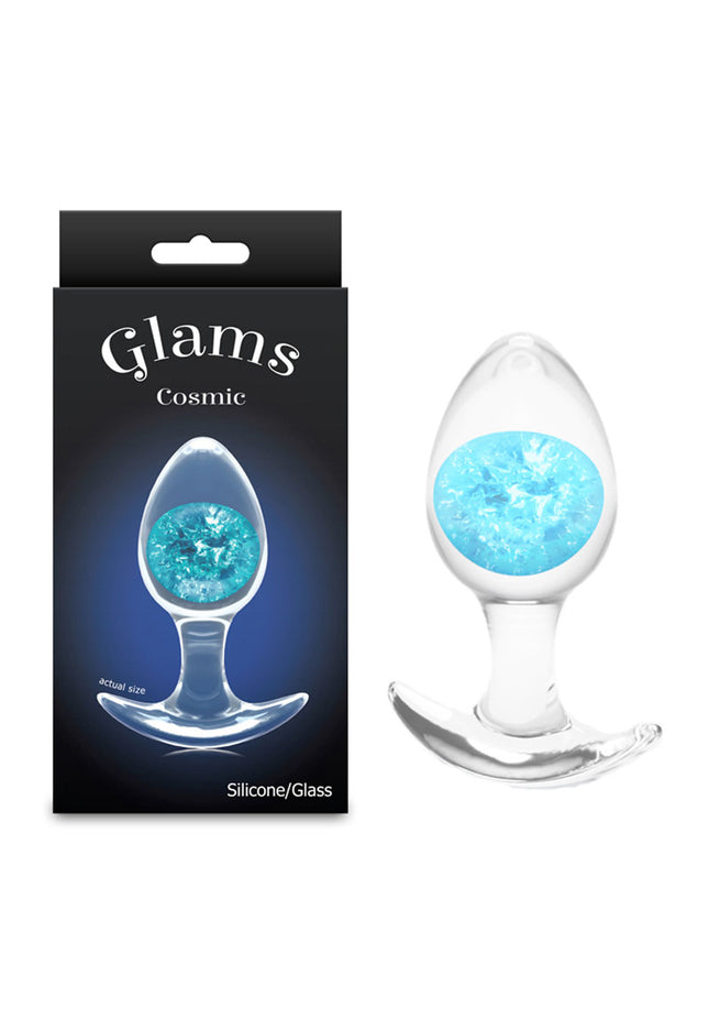 Glams Cosmic - Medium - Blue - Clear/Blue 9.5 cm Small Butt Plug