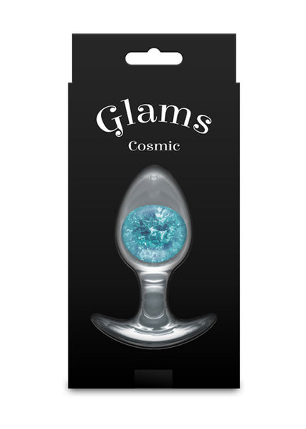 Glams Cosmic - Medium - Blue - Clear/Blue 9.5 cm Small Butt Plug