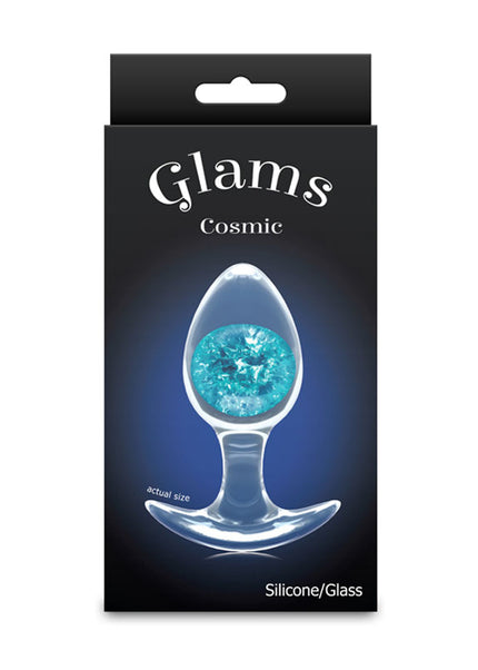 Glams Cosmic - Medium - Blue - Clear/Blue 9.5 cm Small Butt Plug